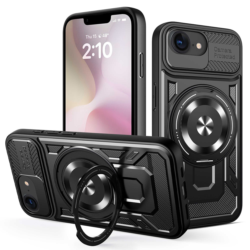 Калъф за Apple iPhone 17e / 16e, Techsuit, RuggedCam, Черен