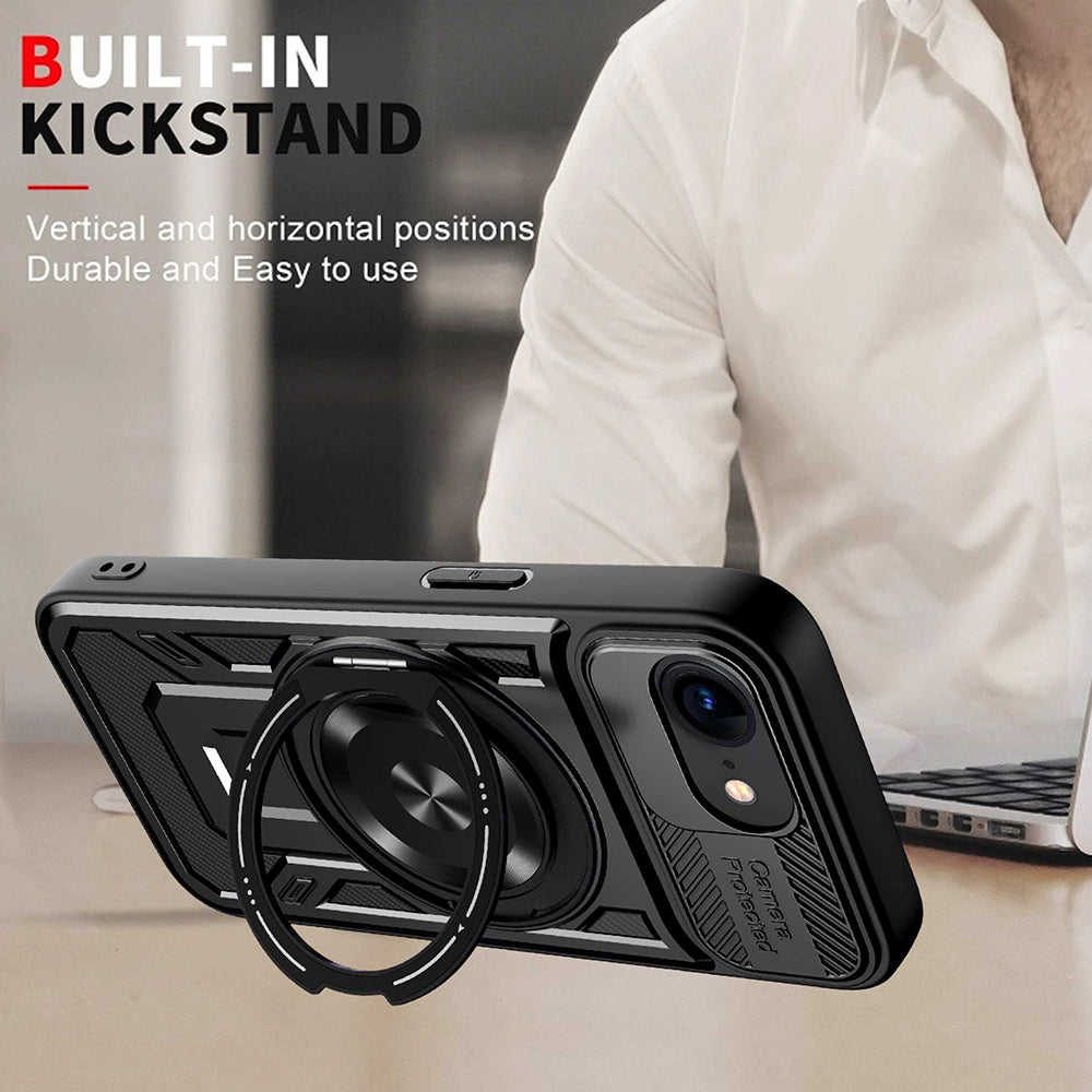 Калъф за Apple iPhone 17e / 16e, Techsuit, RuggedCam, Черен