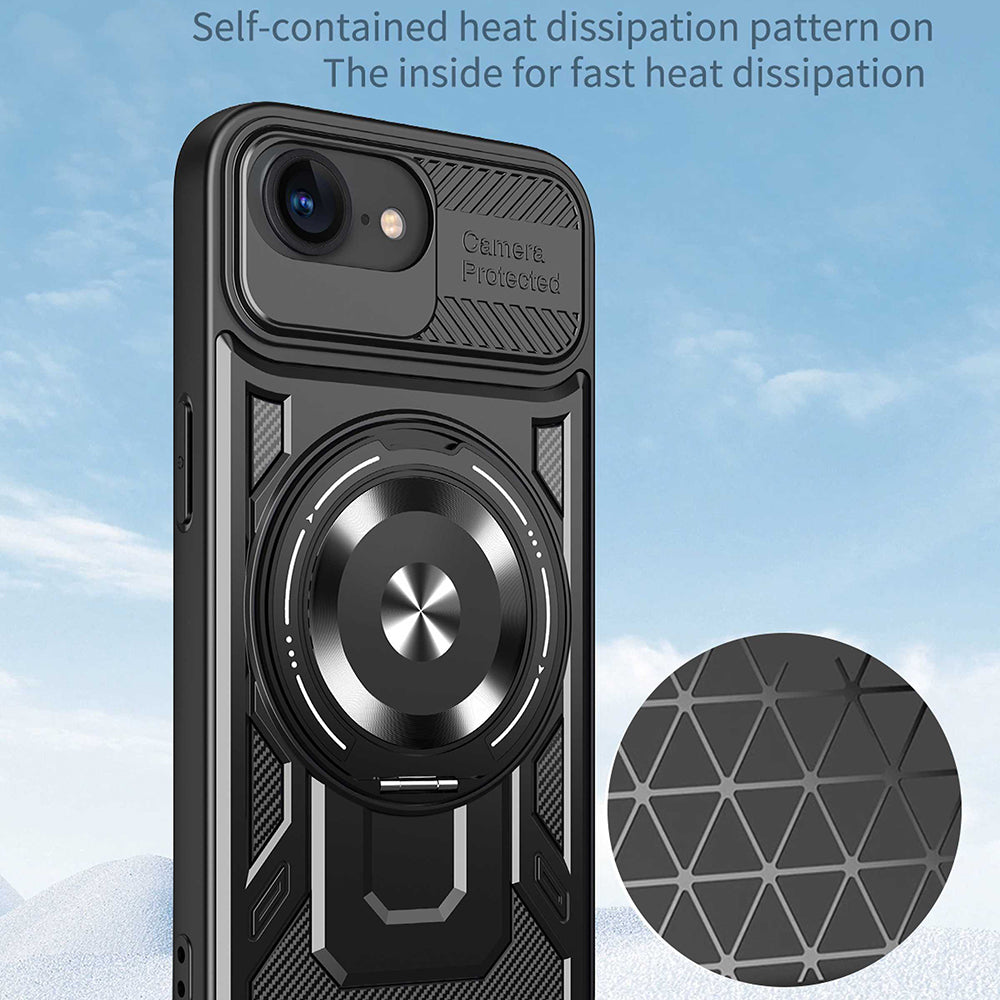 Калъф за Apple iPhone 17e / 16e, Techsuit, RuggedCam, Черен
