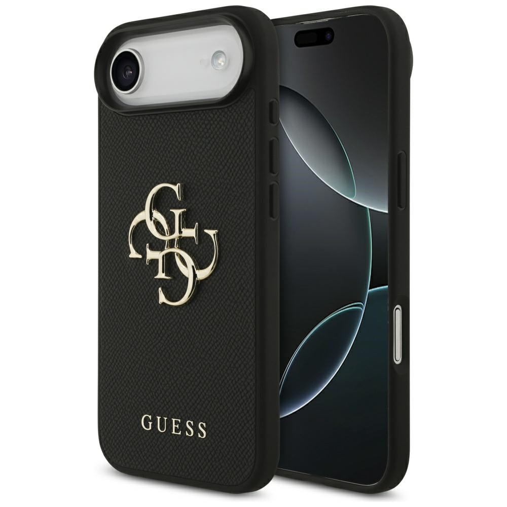 Калъф за Apple iPhone 17 Air, Guess, 4G Grained Big and Classic Logo, Черен