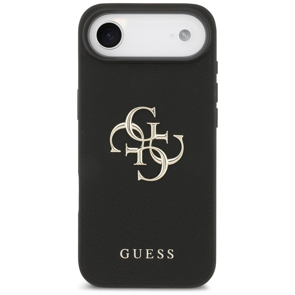 Калъф за Apple iPhone 17 Air, Guess, 4G Grained Big and Classic Logo, Черен