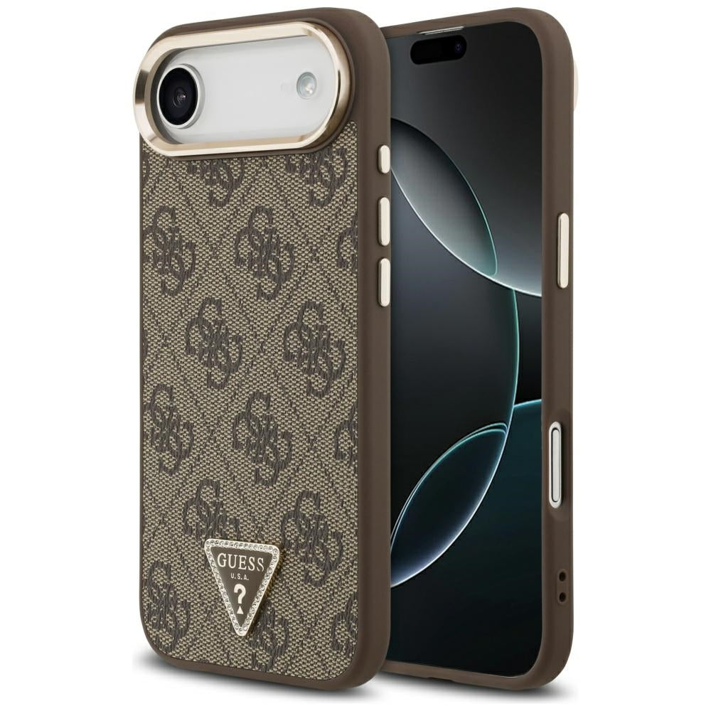 Калъф за Apple iPhone 17 Air, Guess, 4G Triangle Logo, Златисто-кафяв