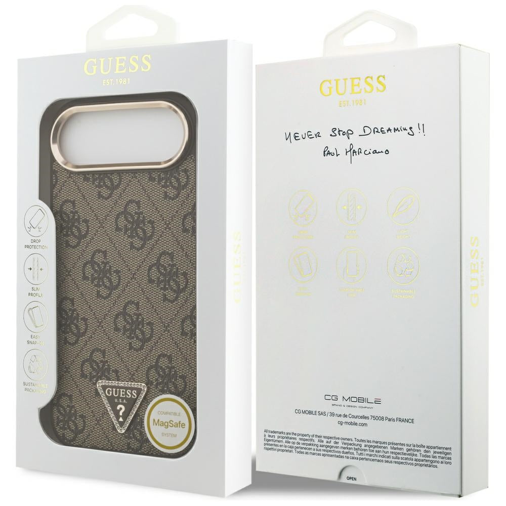 Калъф за Apple iPhone 17 Air, Guess, 4G Triangle Logo, Златисто-кафяв
