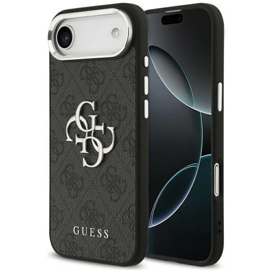 Калъф за Apple iPhone 17 Air, Guess, Big 4G Logo Classic, Черно Сребрист