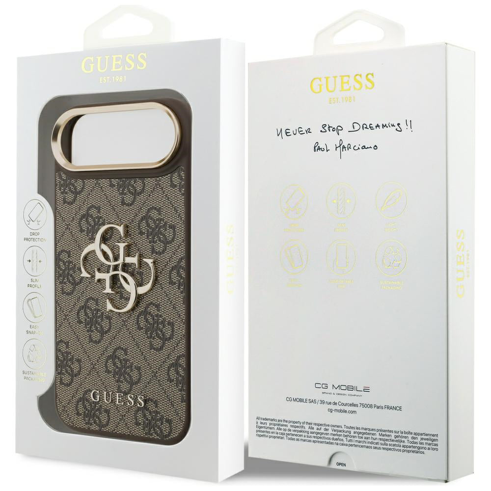 Калъф за Apple iPhone 17 Air, Guess, Big 4G Logo Classic, Златисто-кафяв