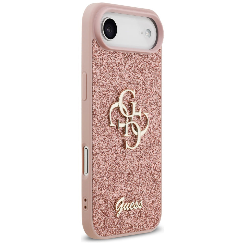 Калъф за Apple iPhone 17 Air, Guess, Fixed Glitter Big 4G, Розов