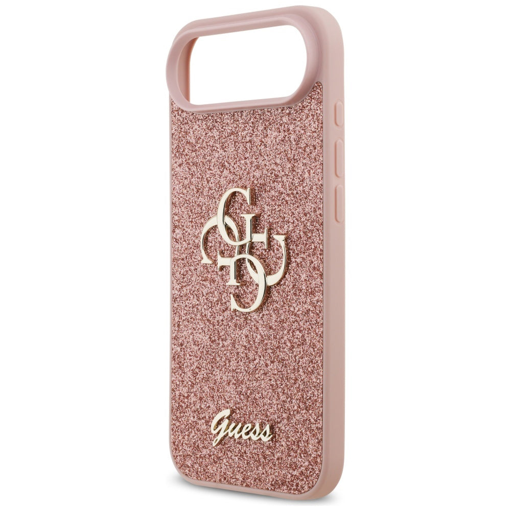 Калъф за Apple iPhone 17 Air, Guess, Fixed Glitter Big 4G, Розов