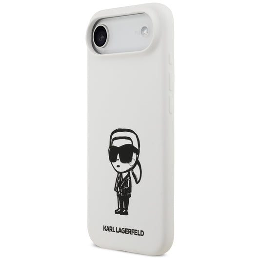 Калъф за Apple iPhone 17 Air, Karl Lagerfeld, Sketch and Logo Karl, Бял