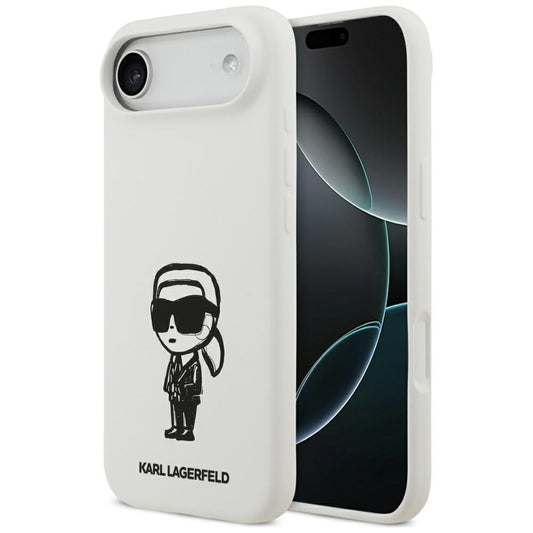 Калъф за Apple iPhone 17 Air, Karl Lagerfeld, Sketch and Logo Karl, Бял