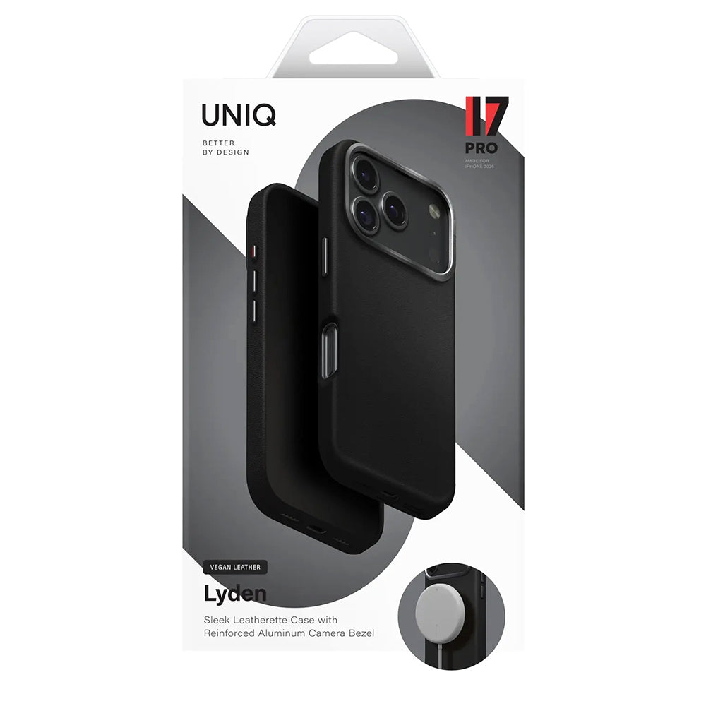 Калъф за Apple iPhone 17 Air, UNIQ, Lyden Leatherette, Черен