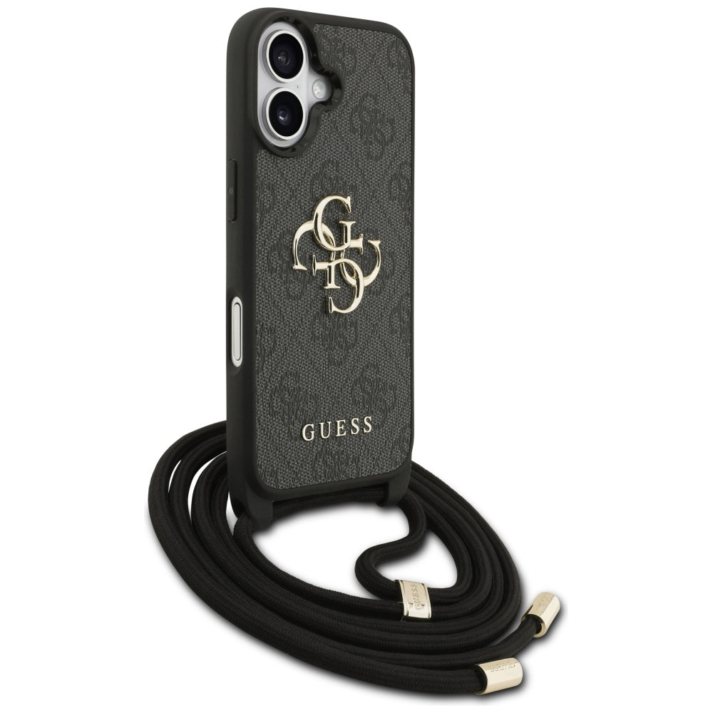 Калъф за Apple iPhone 17, Guess, 4G CBDY Big Logo with Cord Strap, Черен