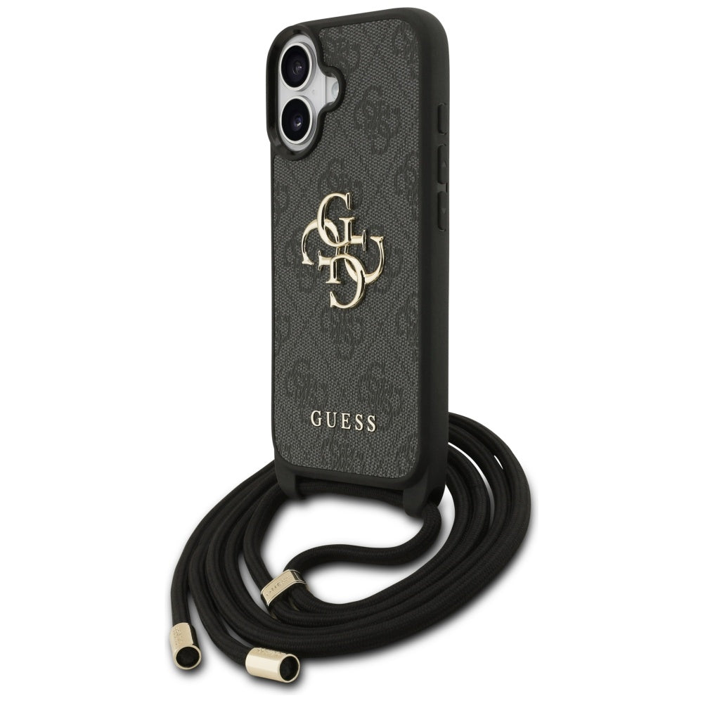 Калъф за Apple iPhone 17, Guess, 4G CBDY Big Logo with Cord Strap, Черен