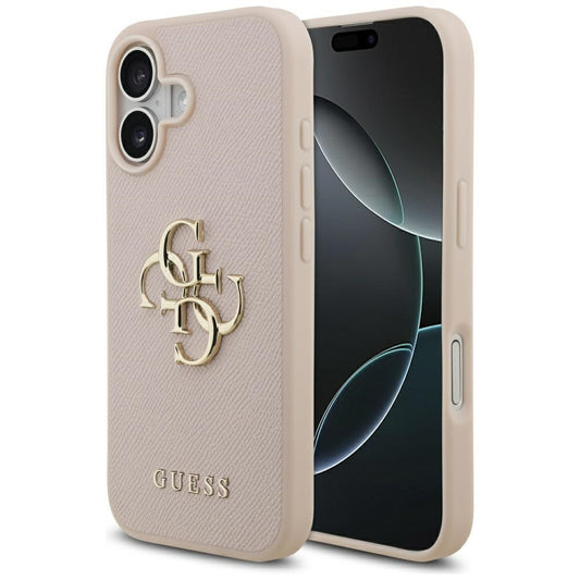 Калъф за Apple iPhone 17, Guess, 4G Grained Big and Classic Logo, Розов