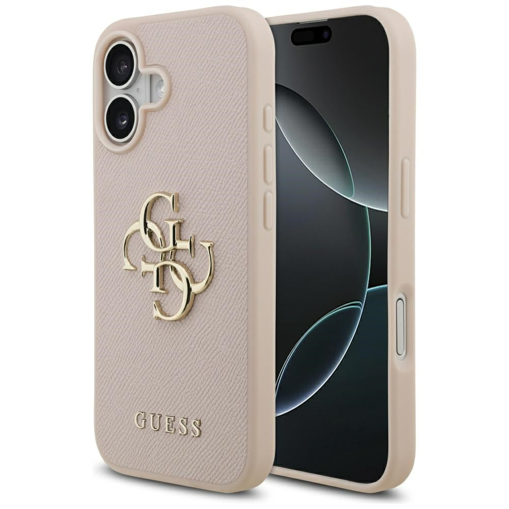 Калъф за Apple iPhone 17, Guess, 4G Grained Big and Classic Logo, Розов