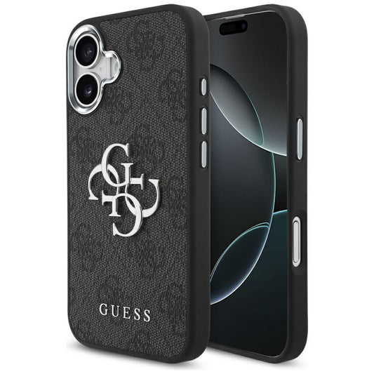 Калъф за Apple iPhone 17, Guess, Big 4G Logo Classic, Черно Сребрист