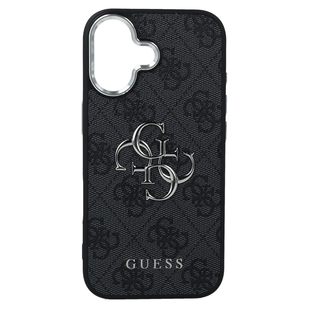 Калъф за Apple iPhone 17, Guess, Big 4G Logo Classic, Черно Сребрист