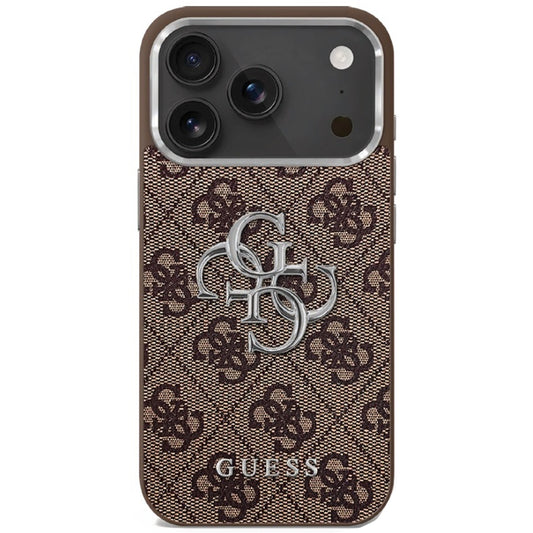 Калъф за Apple iPhone 17, Guess, Big 4G Logo Classic, Кафяво Сребрист