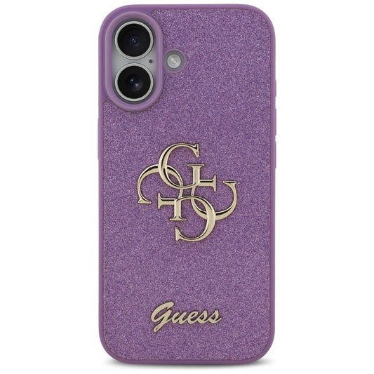 Калъф за Apple iPhone 17, Guess, Fixed Glitter Big 4G, Лилав