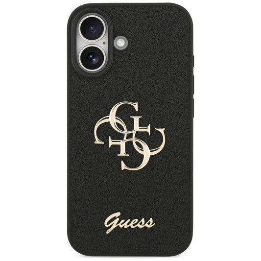 Калъф за Apple iPhone 17, Guess, Fixed Glitter Big 4G, Черен