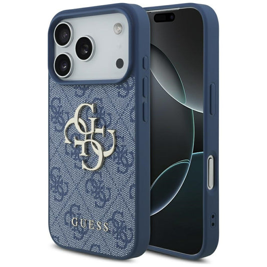 Калъф за Apple iPhone 17 Pro, Guess, 4G Big Logo, Син
