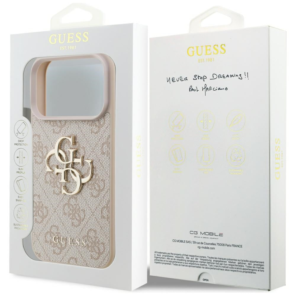 Калъф за Apple iPhone 17 Pro, Guess, 4G Big Logo, Розов