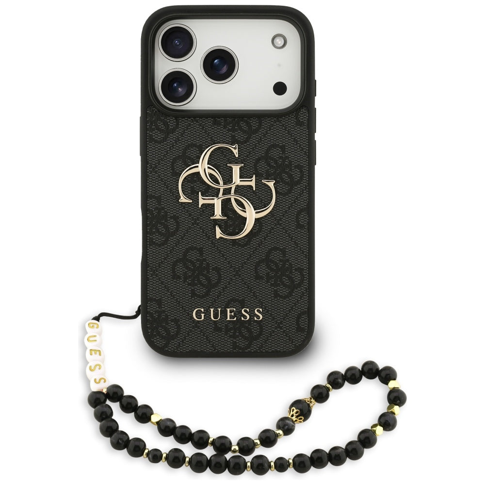 Калъф за Apple iPhone 17 Pro, Guess, 4G Classic Logo with Strap, Черен