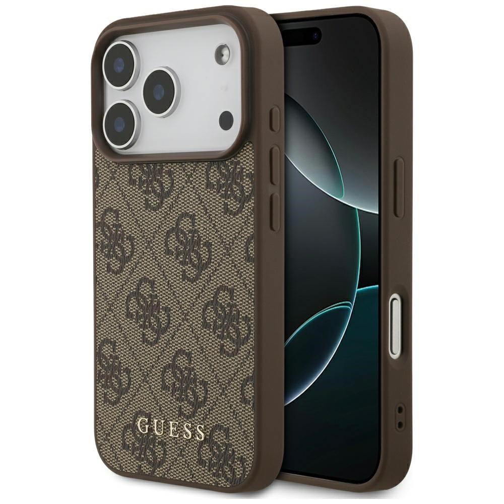 Калъф за Apple iPhone 17 Pro, Guess, 4G Classic, Кафяв