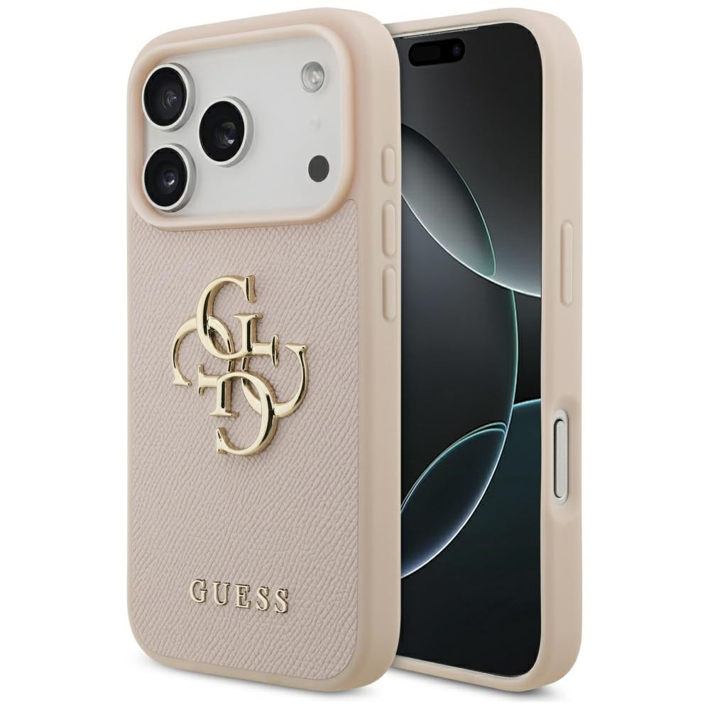 Калъф за Apple iPhone 17 Pro, Guess, 4G Grained Big and Classic Logo, Розов