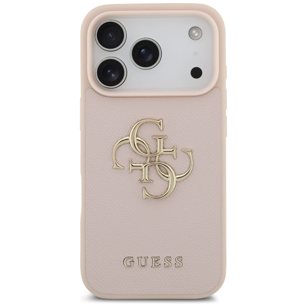 Калъф за Apple iPhone 17 Pro, Guess, 4G Grained Big and Classic Logo, Розов