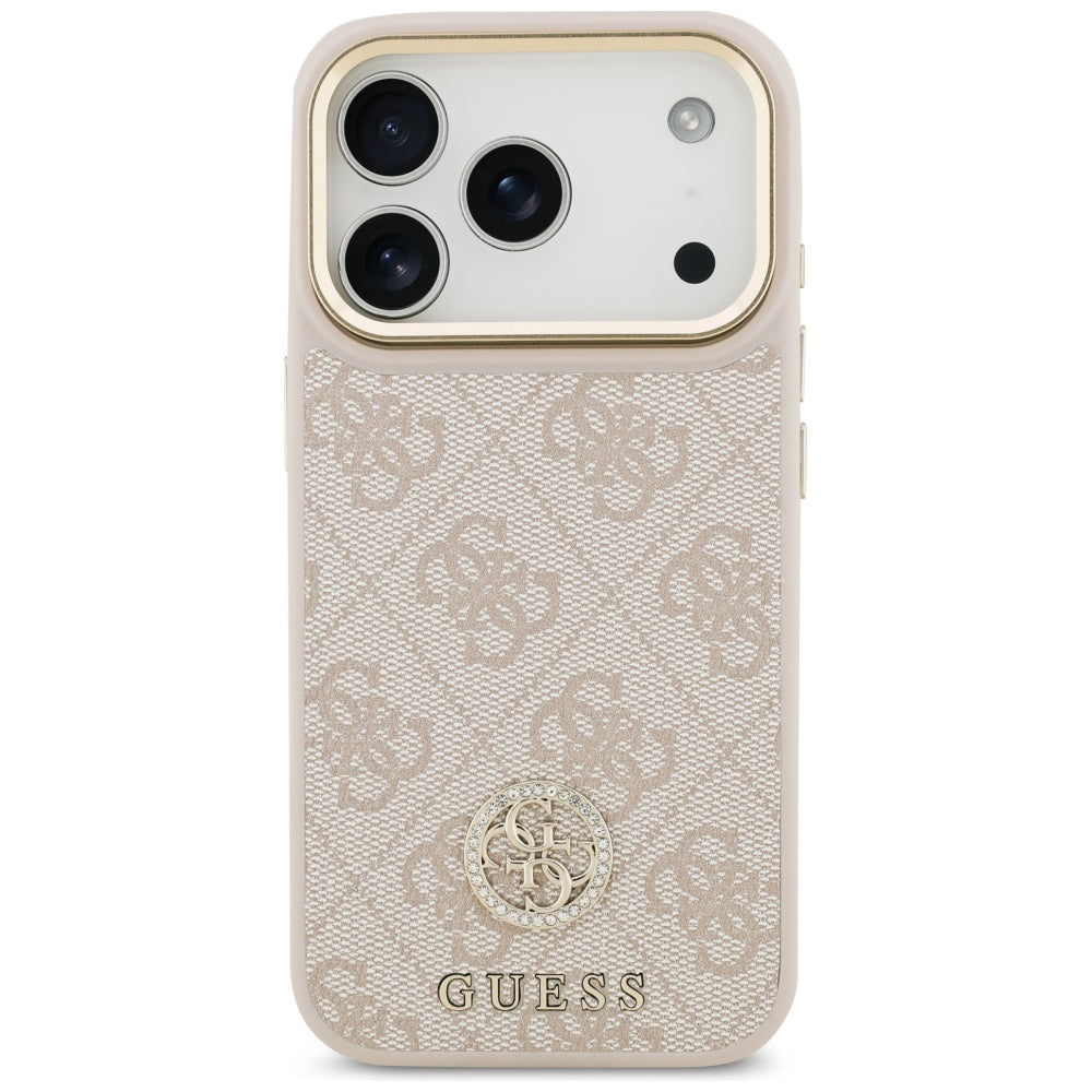 Калъф за Apple iPhone 17 Pro, Guess, 4G Strass Logo and Big Strap, Розов