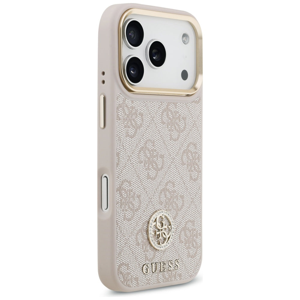Калъф за Apple iPhone 17 Pro, Guess, 4G Strass Logo and Big Strap, Розов