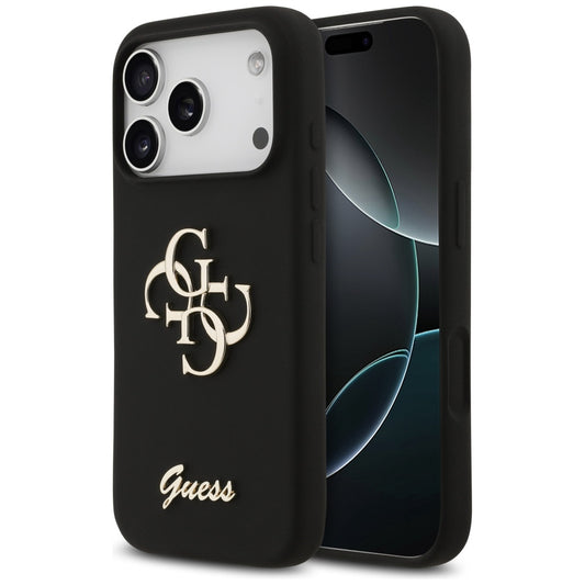 Калъф за Apple iPhone 17 Pro, Guess, Big 4G Script, Черен