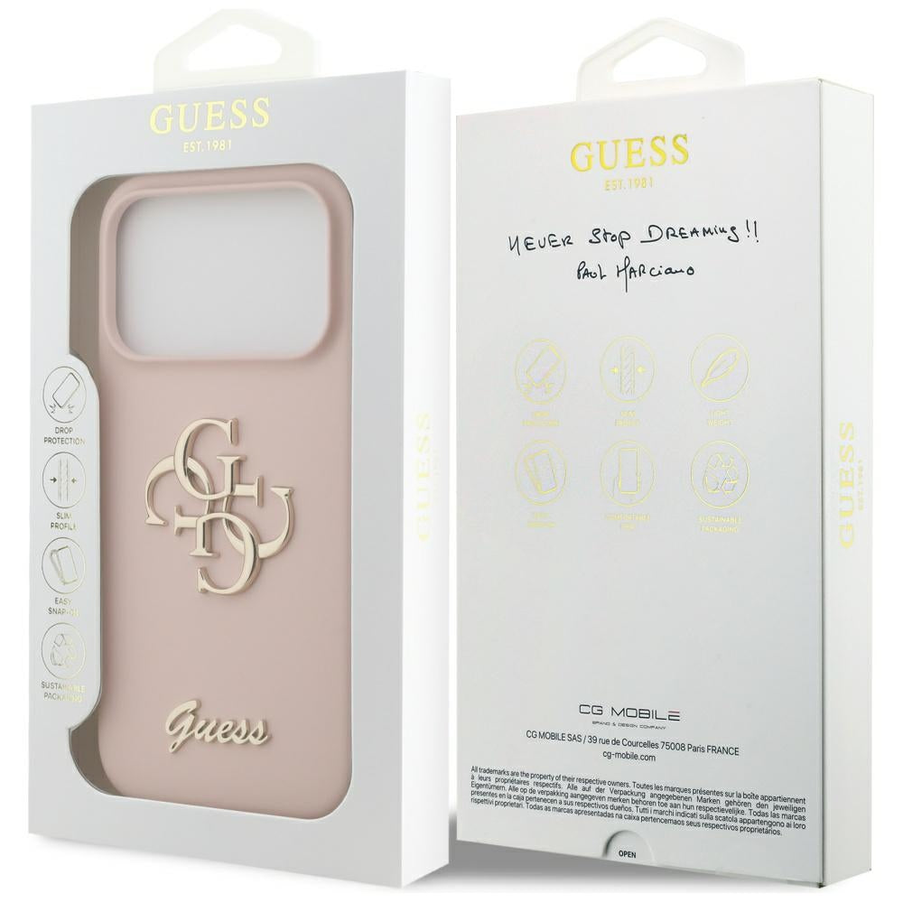 Калъф за Apple iPhone 17 Pro, Guess, Big 4G Script, Светлорозов