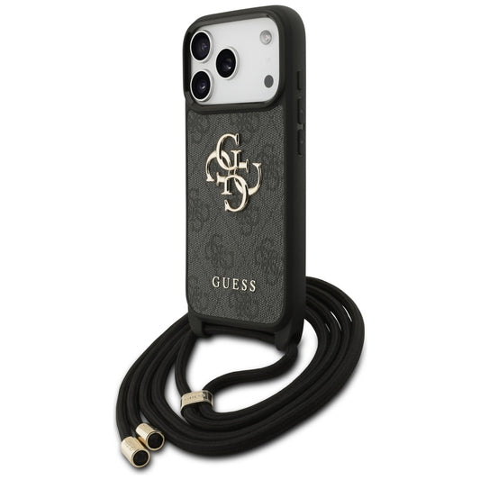 Калъф за Apple iPhone 17 Pro, Guess, Crossbody Cord 4G Big Log, Черен