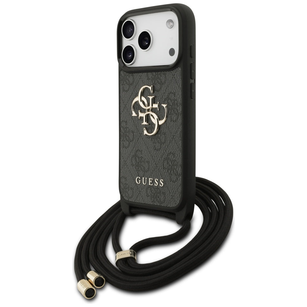 Калъф за Apple iPhone 17 Pro, Guess, Crossbody Cord 4G Big Log, Черен