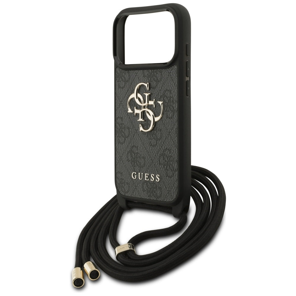 Калъф за Apple iPhone 17 Pro, Guess, Crossbody Cord 4G Big Log, Черен