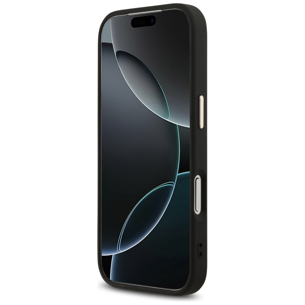 Калъф за Apple iPhone 17 Pro, Guess, Fixed Glitter Big 4G Metal Frame, Черен
