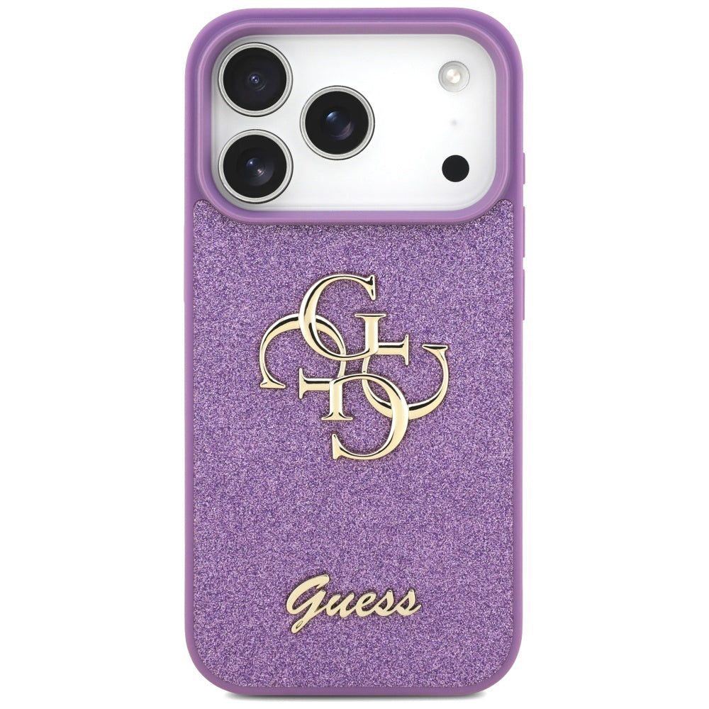 Калъф за Apple iPhone 17 Pro, Guess, Fixed Glitter Big 4G, Лилав