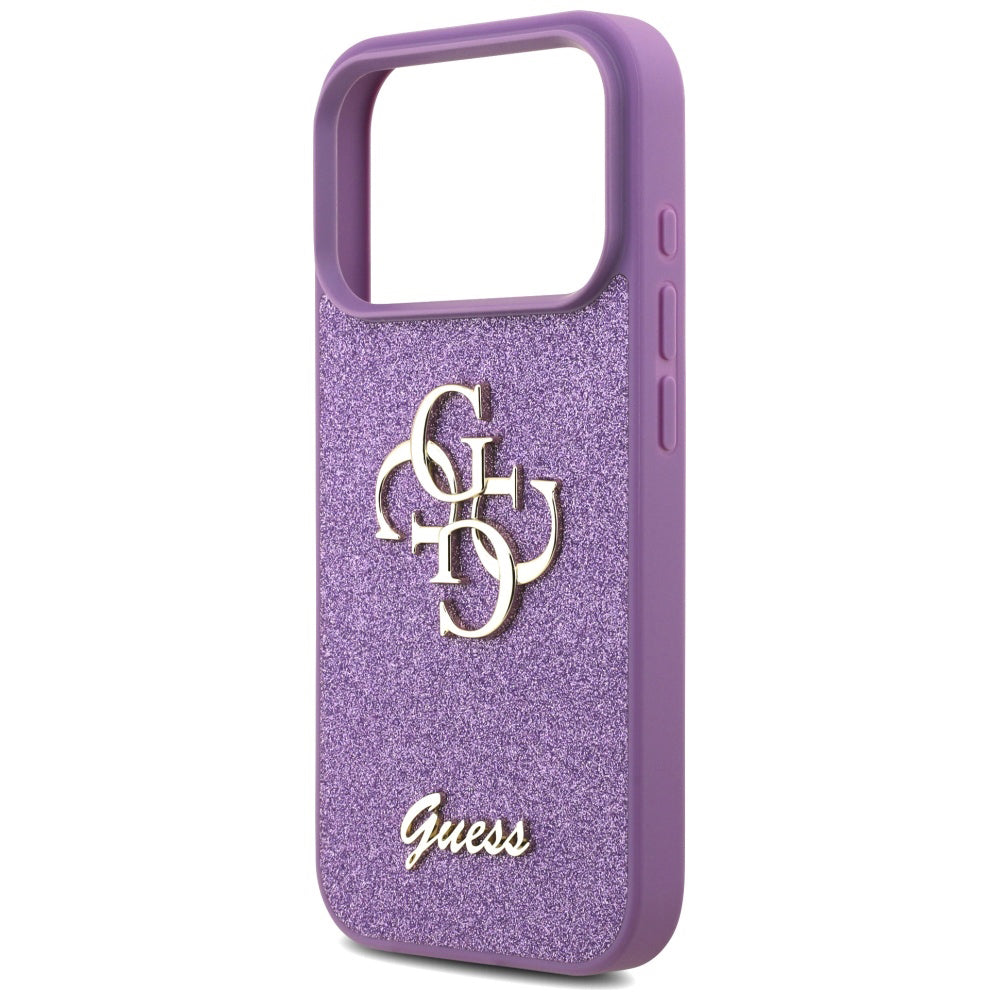 Калъф за Apple iPhone 17 Pro, Guess, Fixed Glitter Big 4G, Лилав