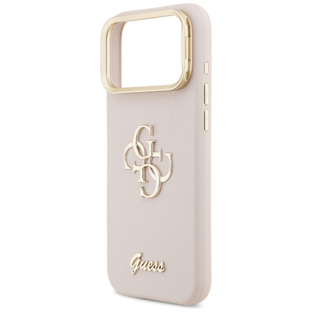 Калъф за Apple iPhone 17 Pro, Guess, Grained Big 4G Stand Camera, Розов