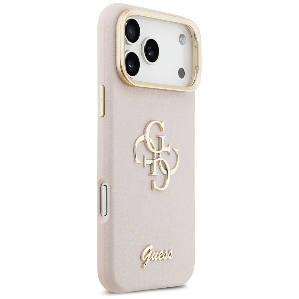 Калъф за Apple iPhone 17 Pro, Guess, Grained Big 4G Stand Camera, Розов