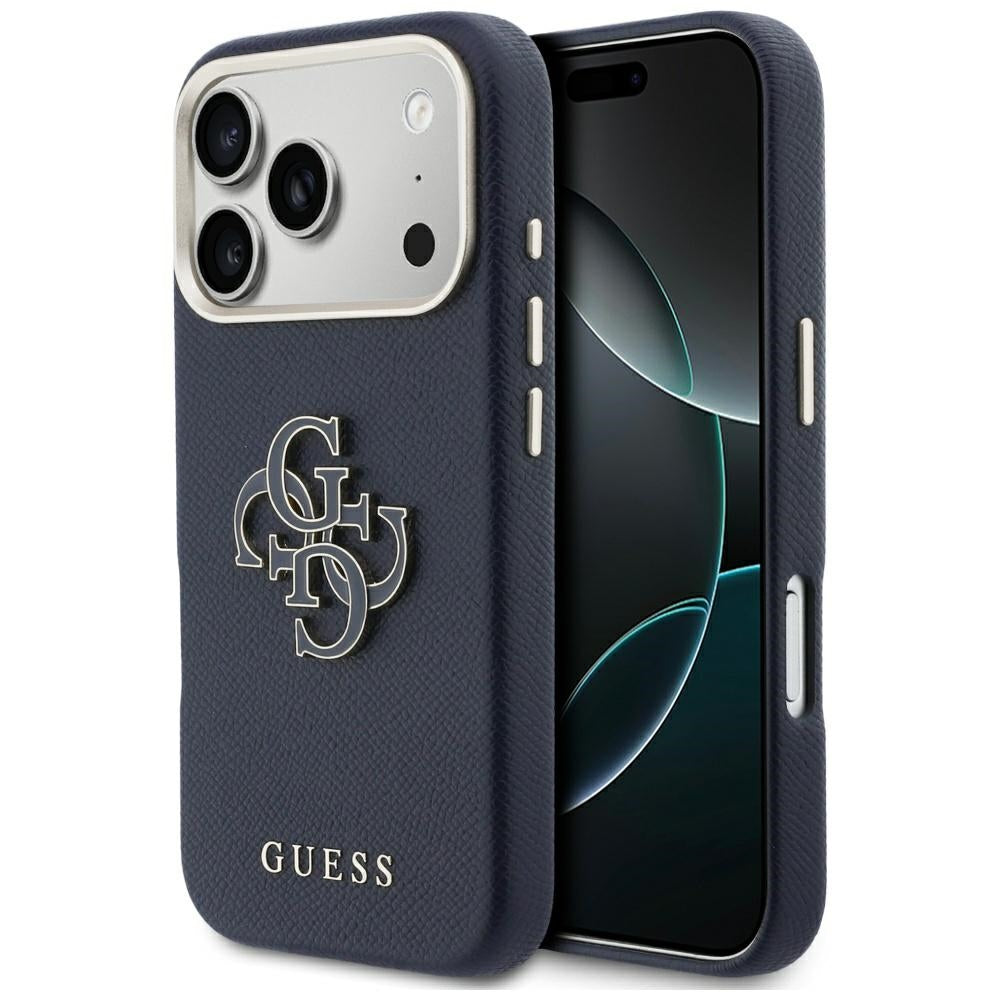 Калъф за Apple iPhone 17 Pro, Guess, Resin Logo, Син