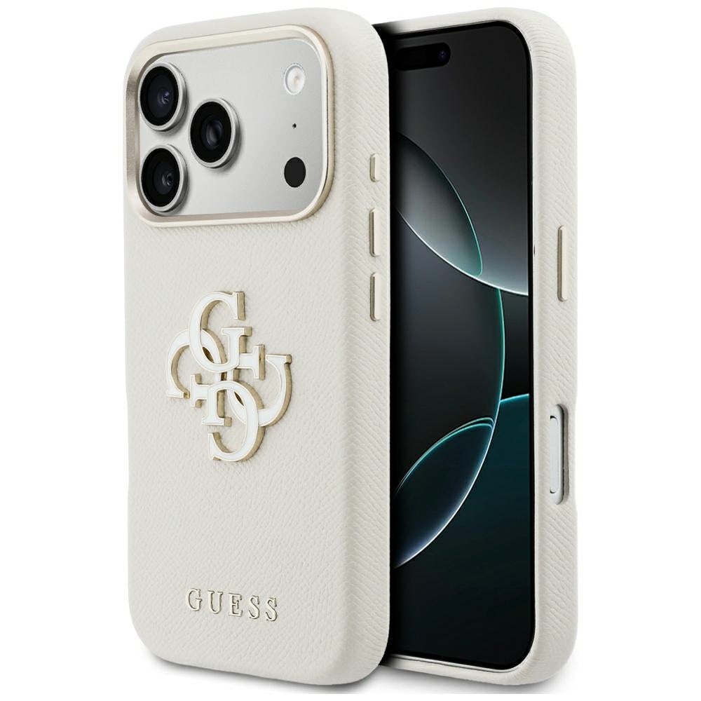 Калъф за Apple iPhone 17 Pro, Guess, Resin Logo, Бежов