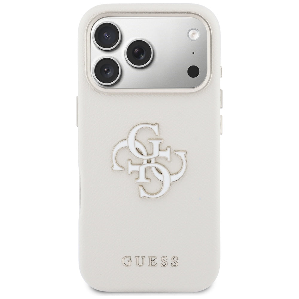Калъф за Apple iPhone 17 Pro, Guess, Resin Logo, Бежов
