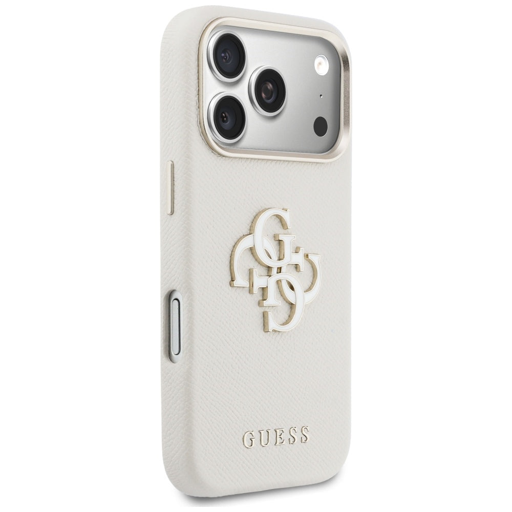 Калъф за Apple iPhone 17 Pro, Guess, Resin Logo, Бежов