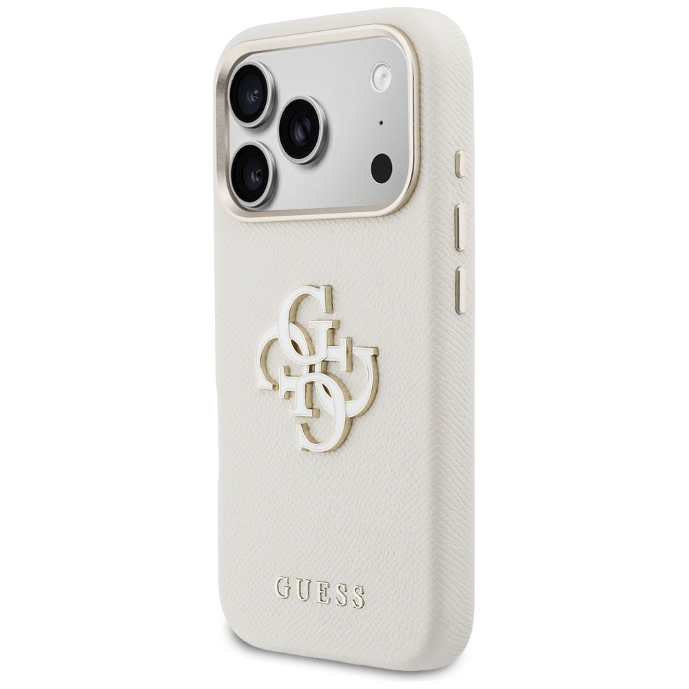 Калъф за Apple iPhone 17 Pro, Guess, Resin Logo, Бежов
