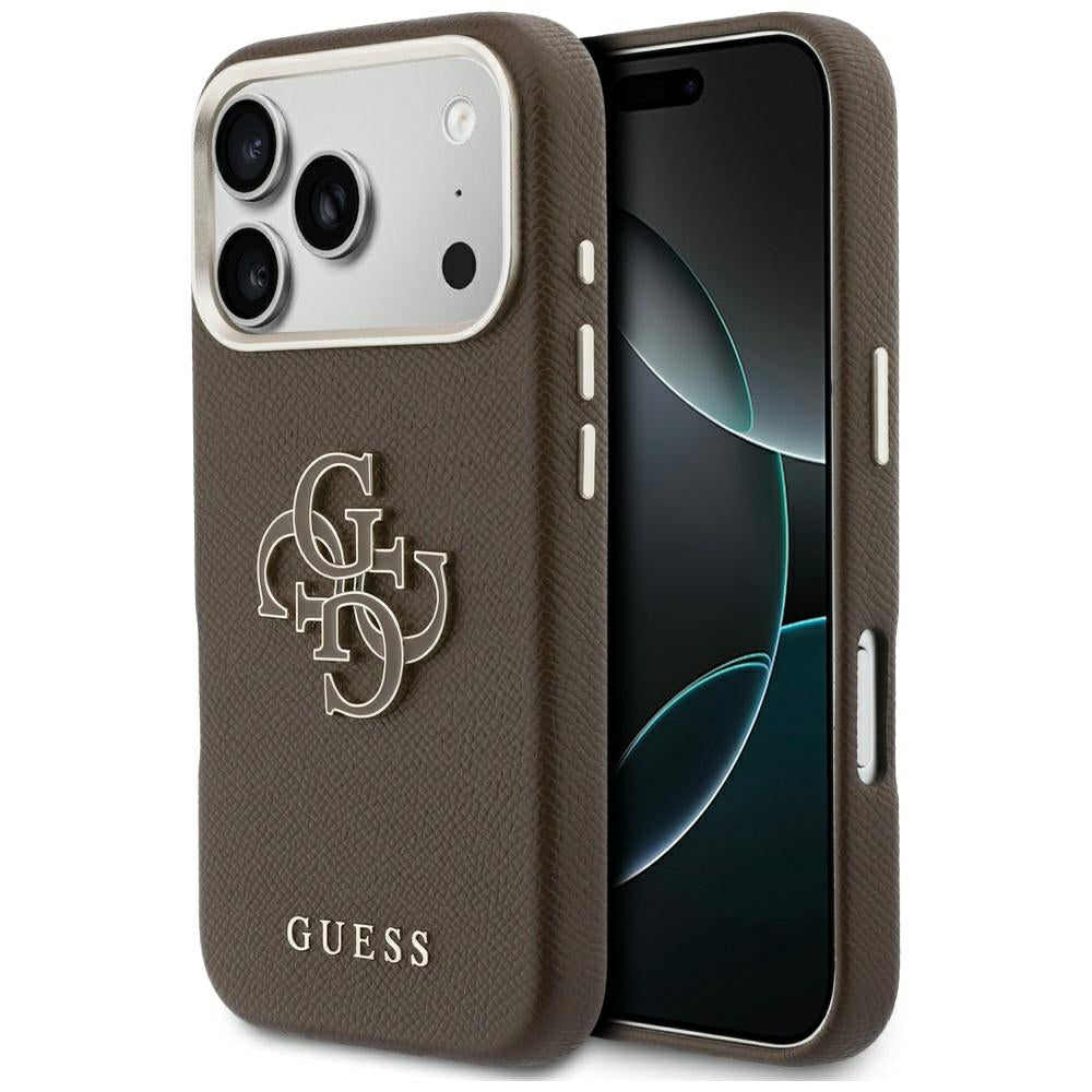 Калъф за Apple iPhone 17 Pro, GUESS, Resin Logo, Кафяв