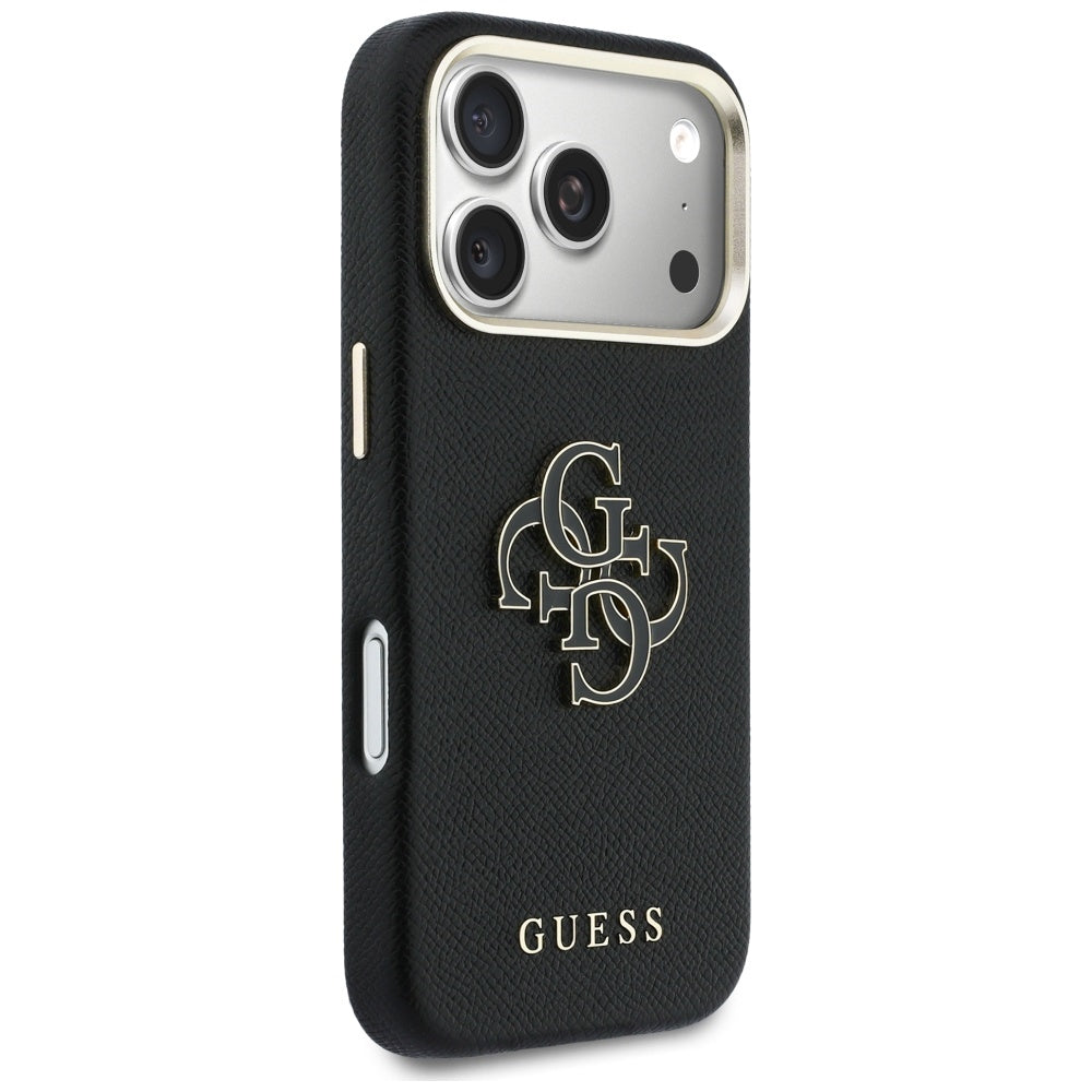 Калъф за Apple iPhone 17 Pro, Guess, Resin Logo, Черен