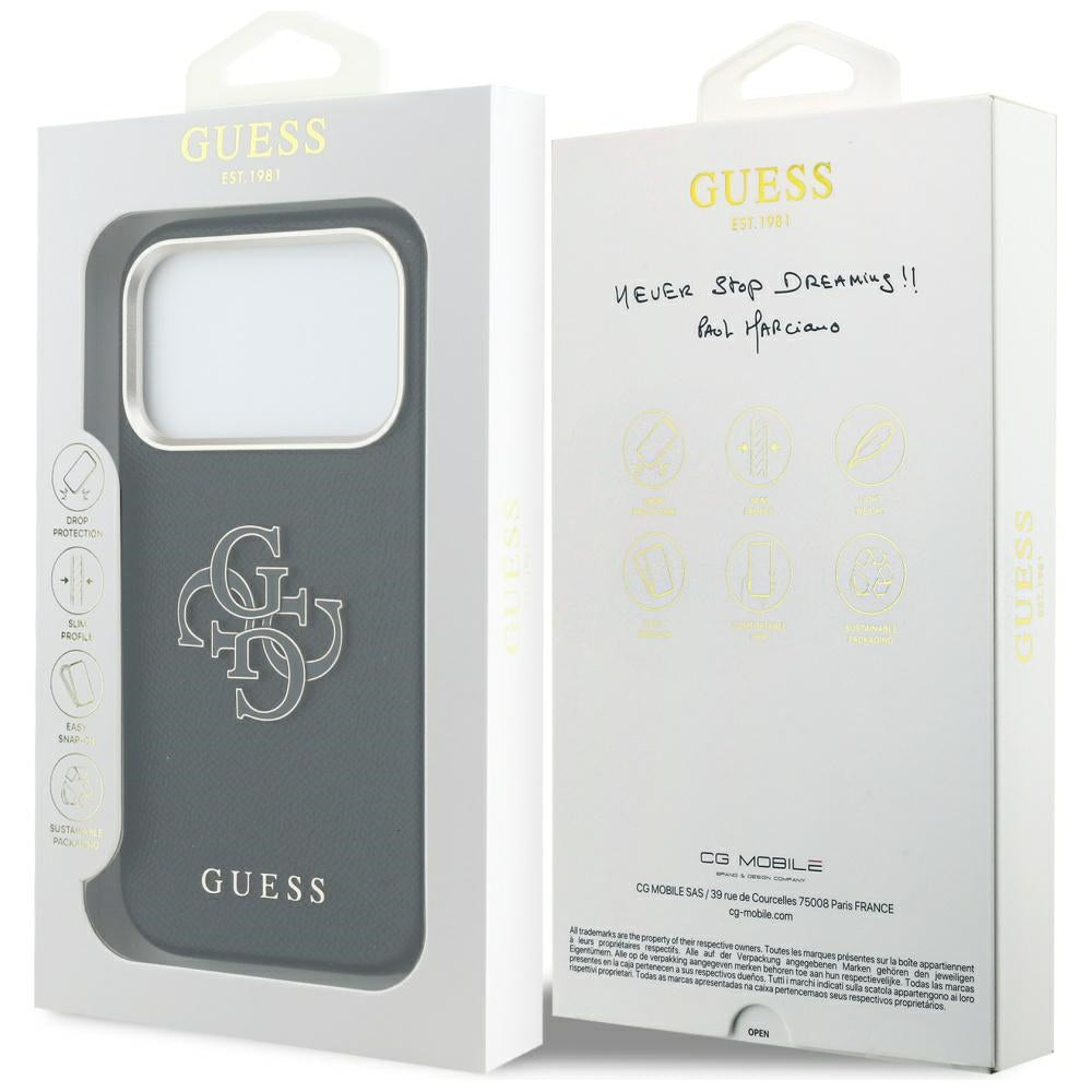 Калъф за Apple iPhone 17 Pro, Guess, Resin Logo, Черен