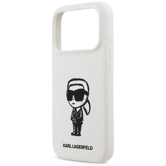 Калъф за Apple iPhone 17 Pro, Karl Lagerfeld, Sketch and Logo Karl, Бял